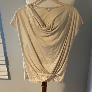 Elegant Cream Drape Neck Top